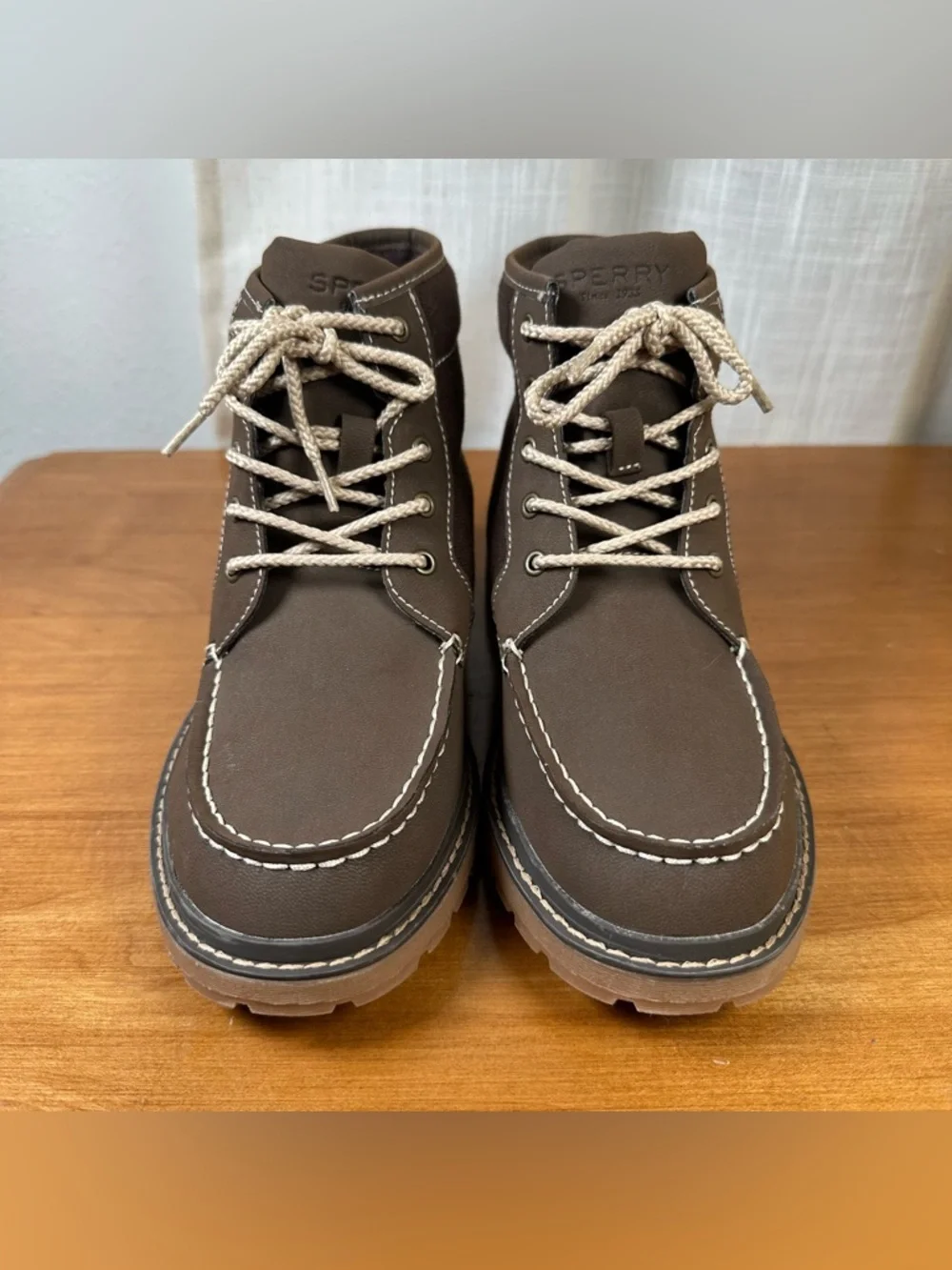 Sperry NWOT Top-Sider Rudder Brown Leather Boots Boys 4 Unisex